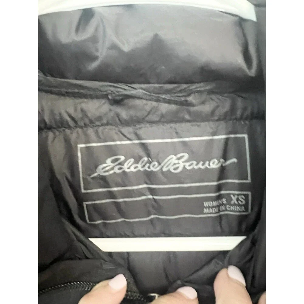Eddie Bauer Down Puffer Jacket Microlight Size XS Black 650 Fill Packable Women